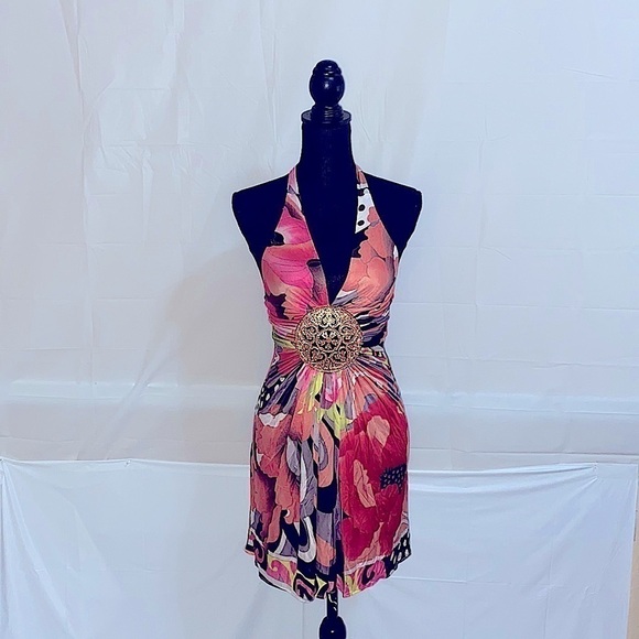 Sky Dresses & Skirts - Sky 100% Silk Halter Top Cocktail Dress Size S